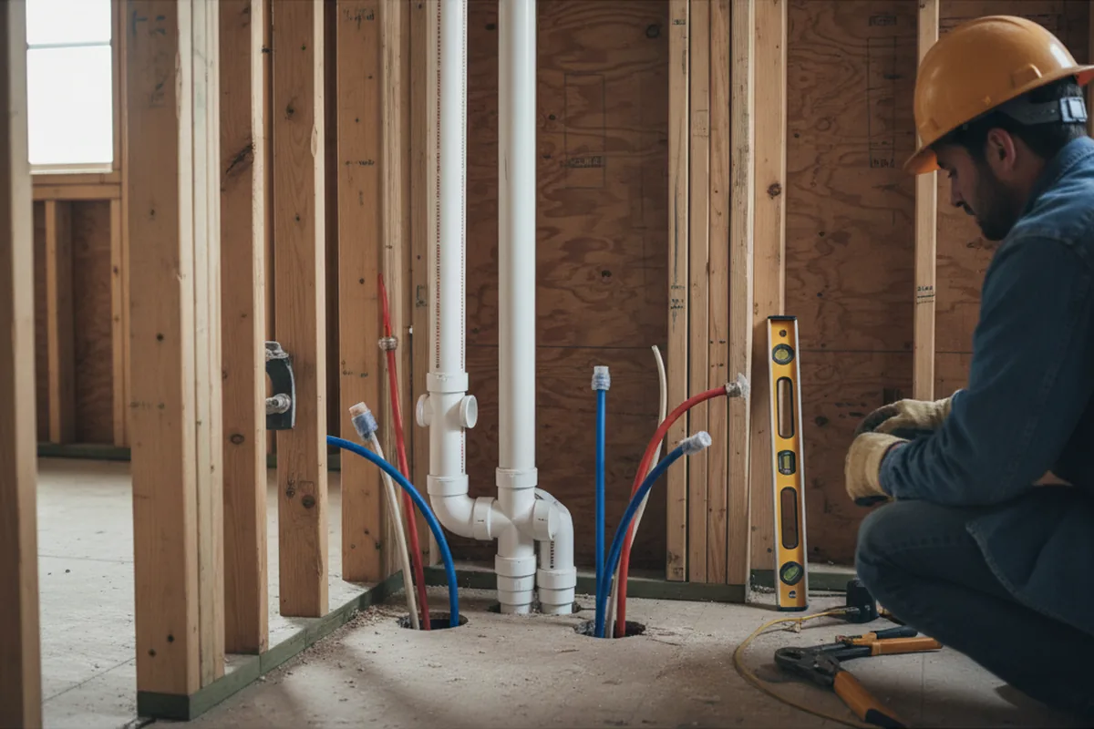 Drain and supply rough-in during Leak Detection in Kingsville